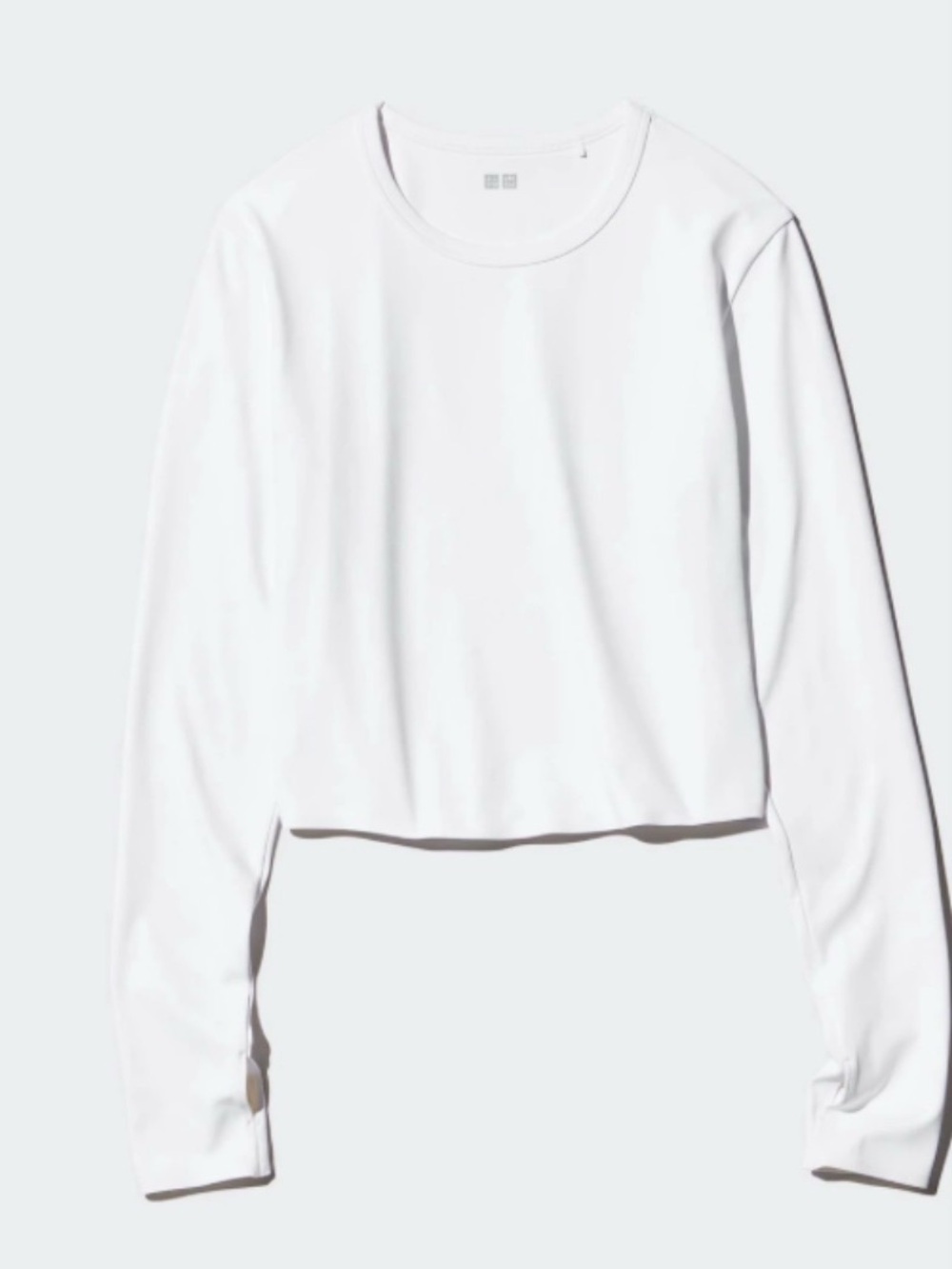 Uniqlo AIRism White Long-Sleeve Cropped Tee UPF50+ size L